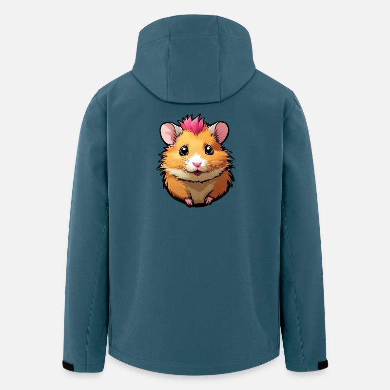 Lustiger Hamster mit Pink-Mähne - Recycelte Männer Softshell-Jacke von Stanley/Stella - Dunkles Petrol