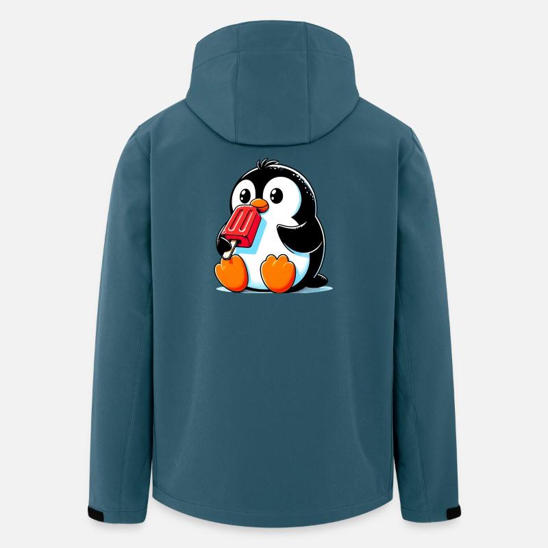 Pinguin isst ein Eis am Stiel - Recycelte Männer Softshell-Jacke von Stanley/Stella - Dunkles Petrol