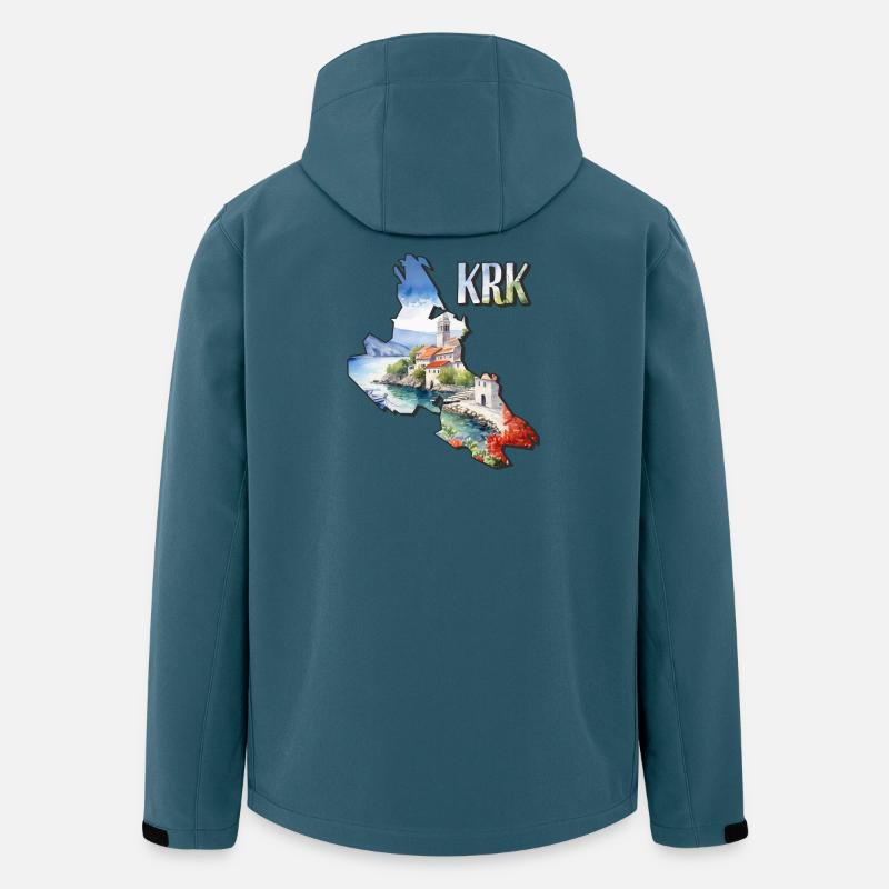 Carte à l’aquarelle Krk - Veste softshell homme en polyester recyclé Stanley/Stella - bleu pétrole foncé