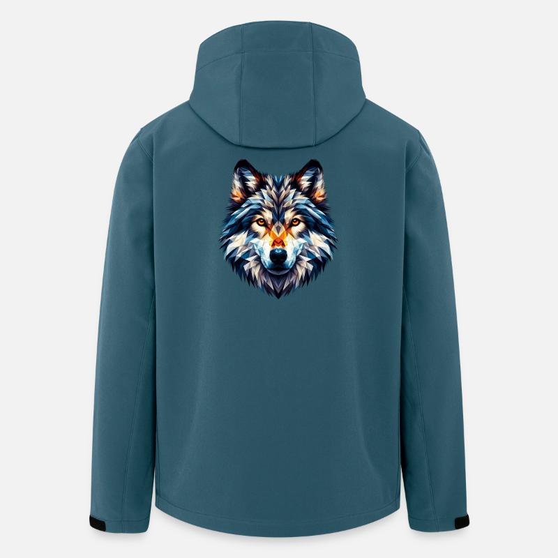 Polygonaler Wolf - Recycelte Männer Softshell-Jacke von Stanley/Stella - Dunkles Petrol