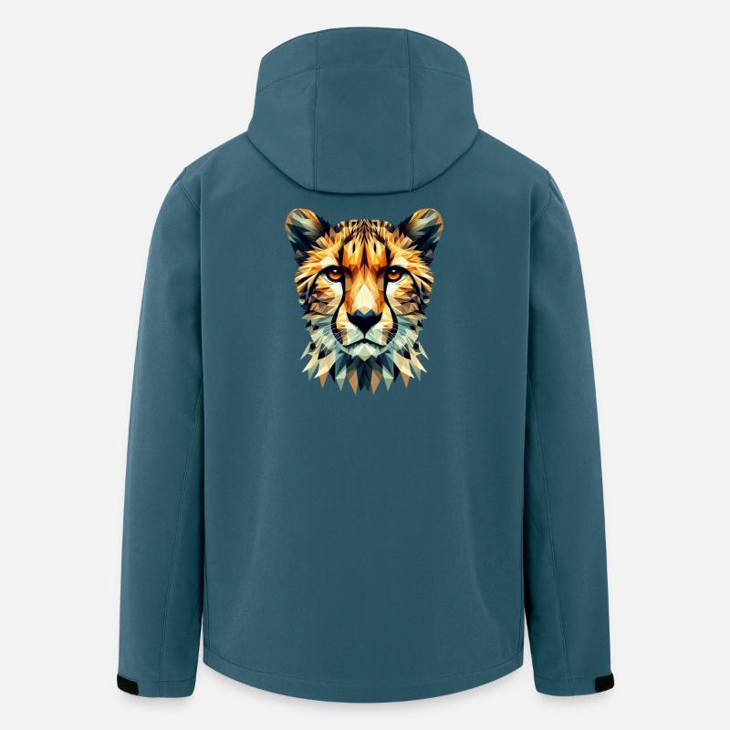 Guépard polygonal - Veste softshell homme en polyester recyclé Stanley/Stella - bleu pétrole foncé