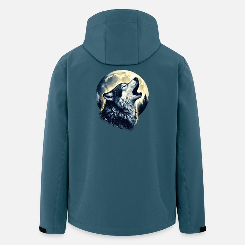 Wolf heult den Vollmond an - Recycelte Männer Softshell-Jacke von Stanley/Stella - Dunkles Petrol