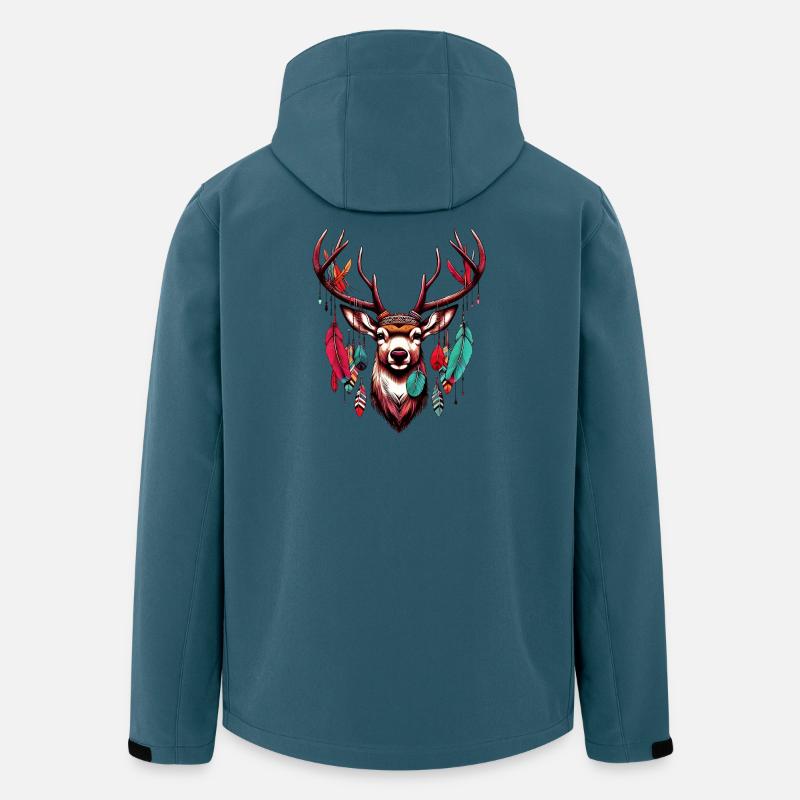 Cerf amérindien Indiens rouges d’Amérique - Veste softshell homme en polyester recyclé Stanley/Stella - bleu pétrole foncé