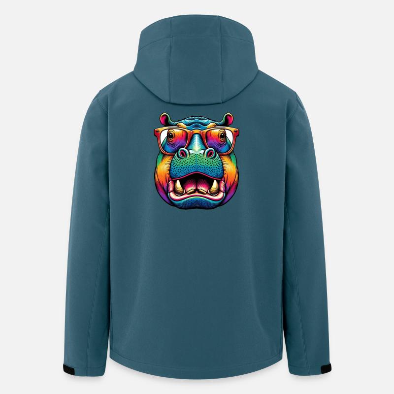 Nilpferd mit Brille - Recycelte Männer Softshell-Jacke von Stanley/Stella - Dunkles Petrol