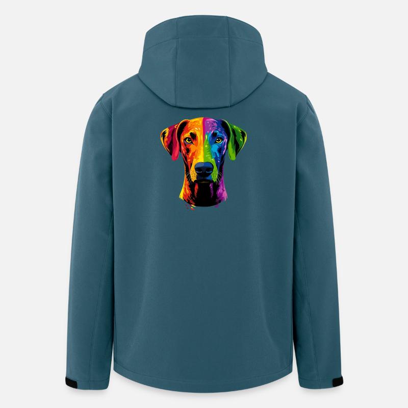 Rhodesian Ridgeback Popart Regenbogen Bunt Hunde - Recycelte Männer Softshell-Jacke von Stanley/Stella - Dunkles Petrol