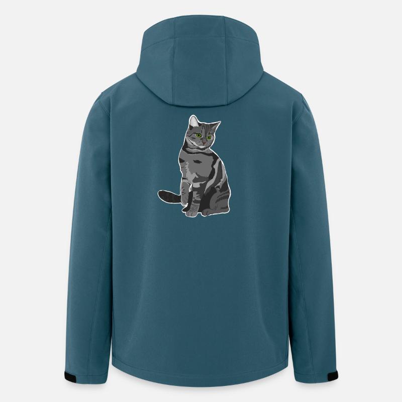 Chat gris - Veste softshell homme en polyester recyclé Stanley/Stella - bleu pétrole foncé