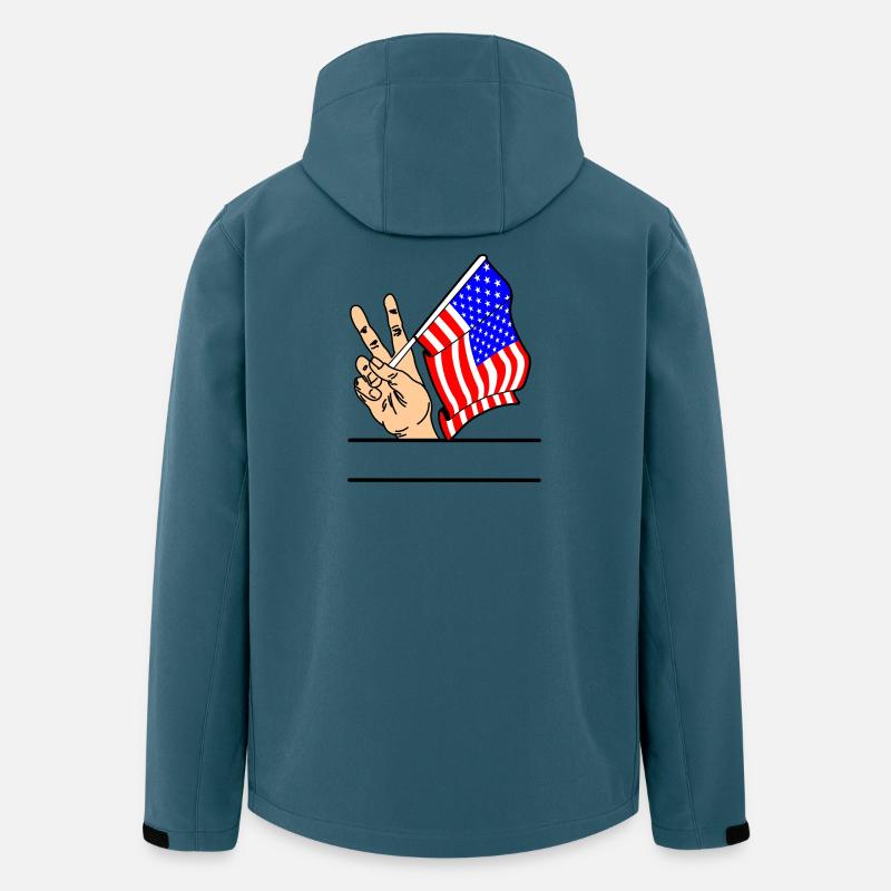 Flagge USA Friedenszeichen Textraum - Recycelte Männer Softshell-Jacke von Stanley/Stella - Dunkles Petrol