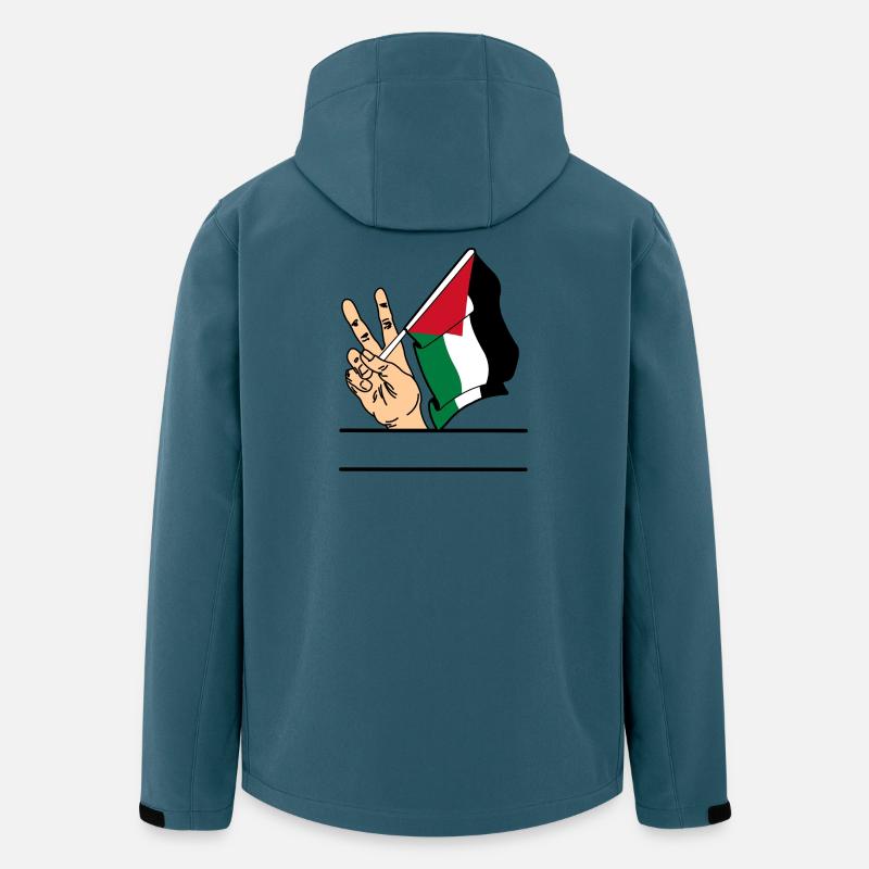 Drapeau Palestine paix signe texte espace - Veste softshell homme en polyester recyclé Stanley/Stella - bleu pétrole foncé
