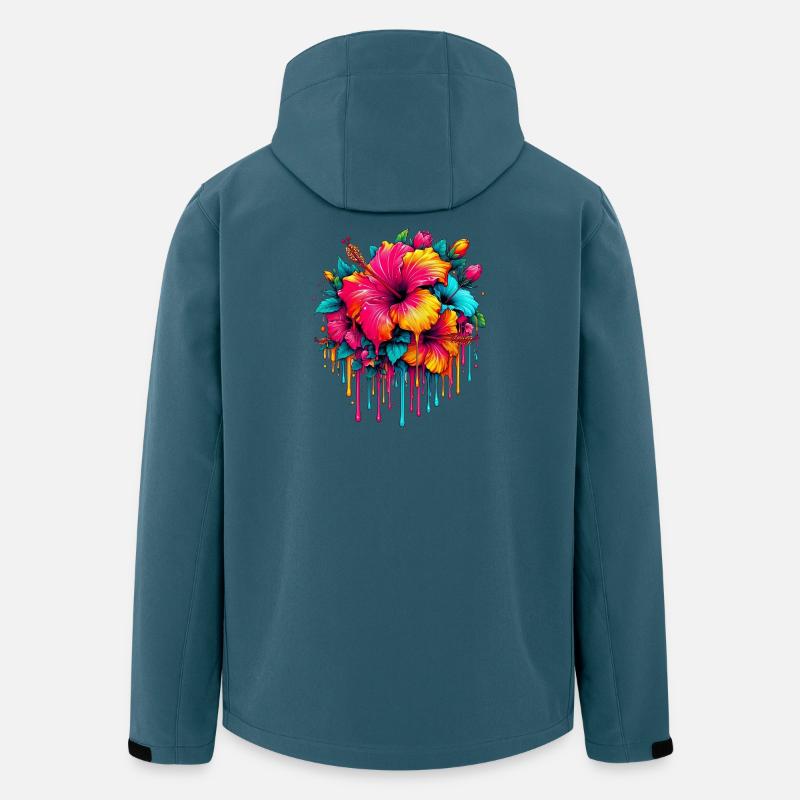 Hibiskusblüten - Recycelte Männer Softshell-Jacke von Stanley/Stella - Dunkles Petrol