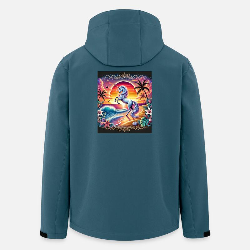 Magischer Einhorn-Sonnenuntergang - Recycelte Männer Softshell-Jacke von Stanley/Stella - Dunkles Petrol