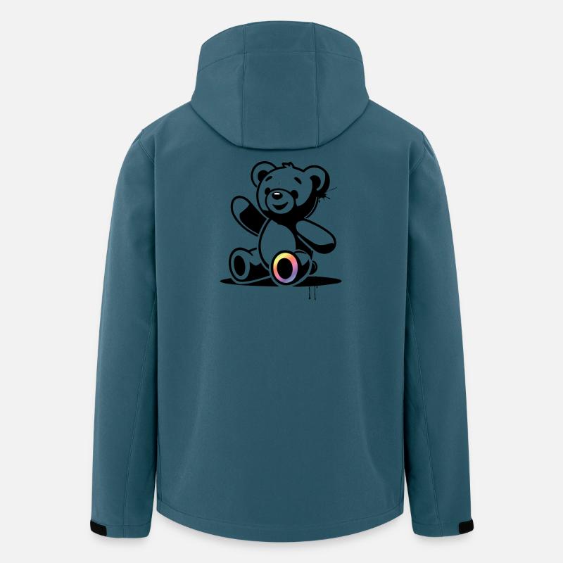 Stencil Teddy mit Regenbogenakzent - Recycelte Männer Softshell-Jacke Discoverer von Stanley/Stella - Dunkles Petrol