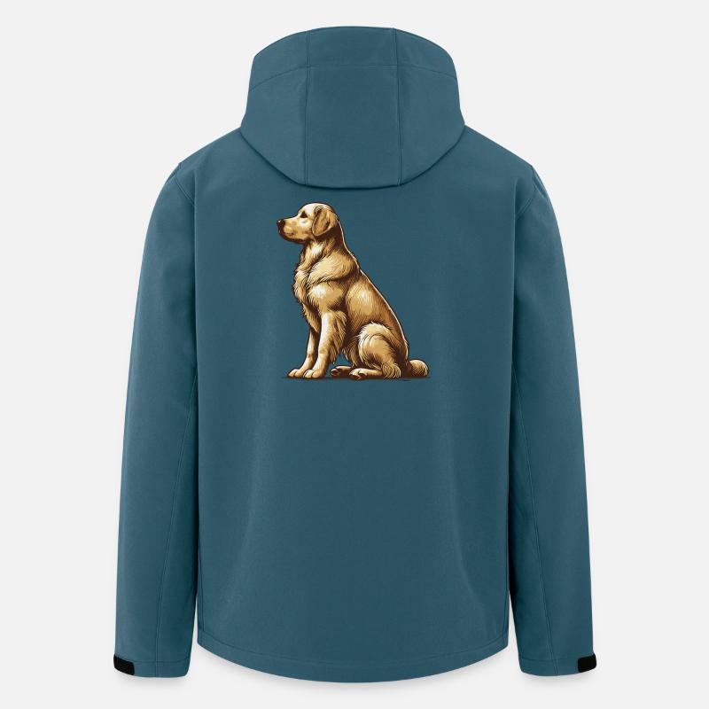 Golden retriever - Veste softshell homme en polyester recyclé Stanley/Stella - bleu pétrole foncé