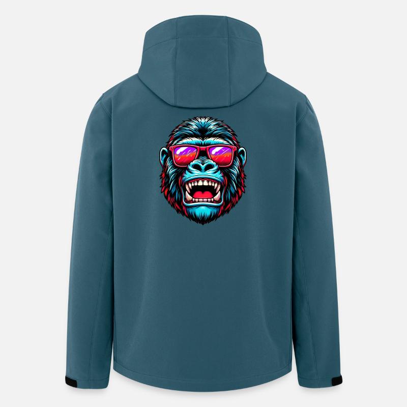 Gorillas mit Sonnenbrille - Recycelte Männer Softshell-Jacke von Stanley/Stella - Dunkles Petrol