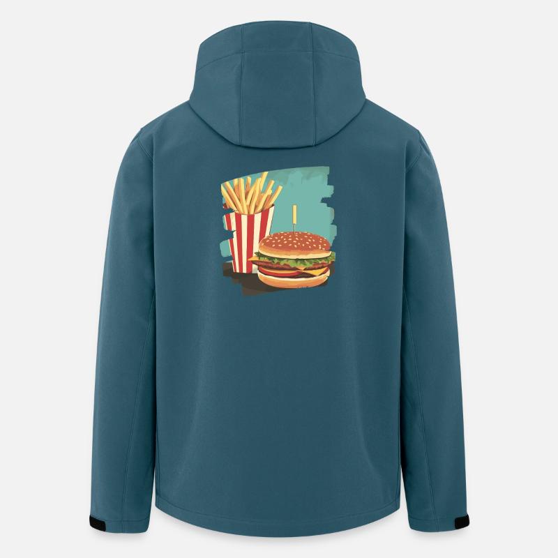Burger und Fritten Retro - Recycelte Männer Softshell-Jacke von Stanley/Stella - Dunkles Petrol