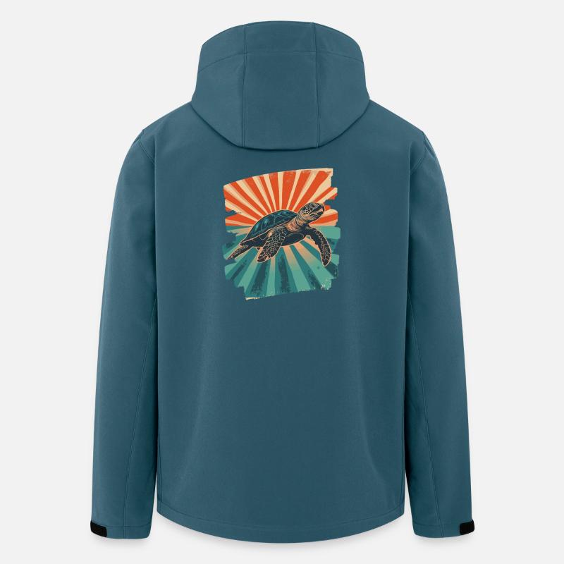 Tortue de mer rétro - Veste softshell homme en polyester recyclé Stanley/Stella - bleu pétrole foncé
