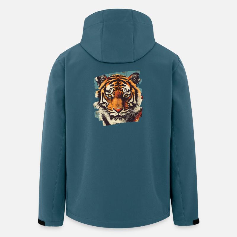 Tiger Retro - Recycelte Männer Softshell-Jacke von Stanley/Stella - Dunkles Petrol
