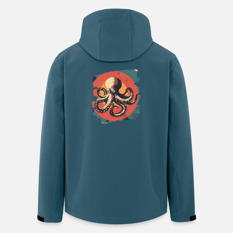 Kraken Oktopus - Recycelte Männer Softshell-Jacke Discoverer von Stanley/Stella - Dunkles Petrol