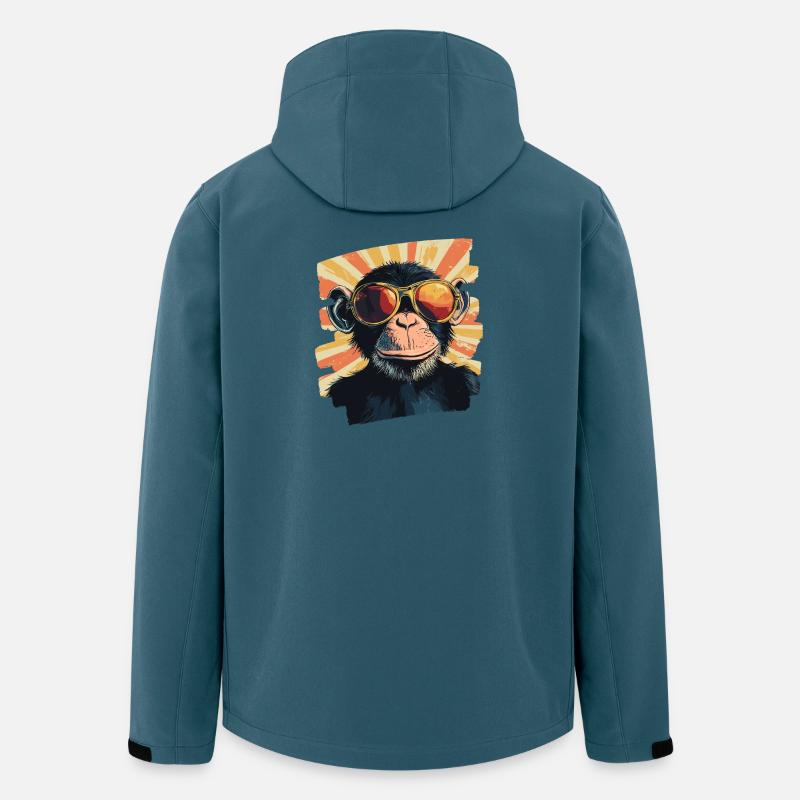 Affe Retro - Recycelte Männer Softshell-Jacke von Stanley/Stella - Dunkles Petrol