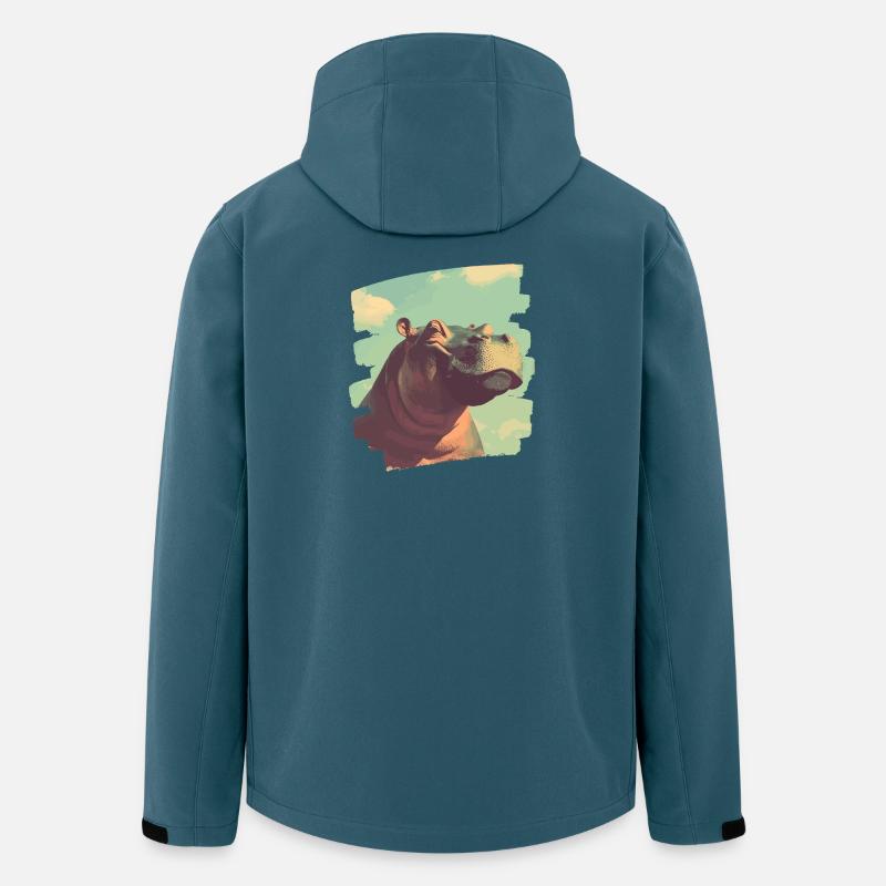 Nilpferd Retro - Recycelte Männer Softshell-Jacke von Stanley/Stella - Dunkles Petrol