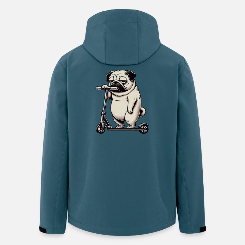 Drôle Pug Scooter Trottinette Kickroller - Veste softshell homme en polyester recyclé Stanley/Stella - bleu pétrole foncé