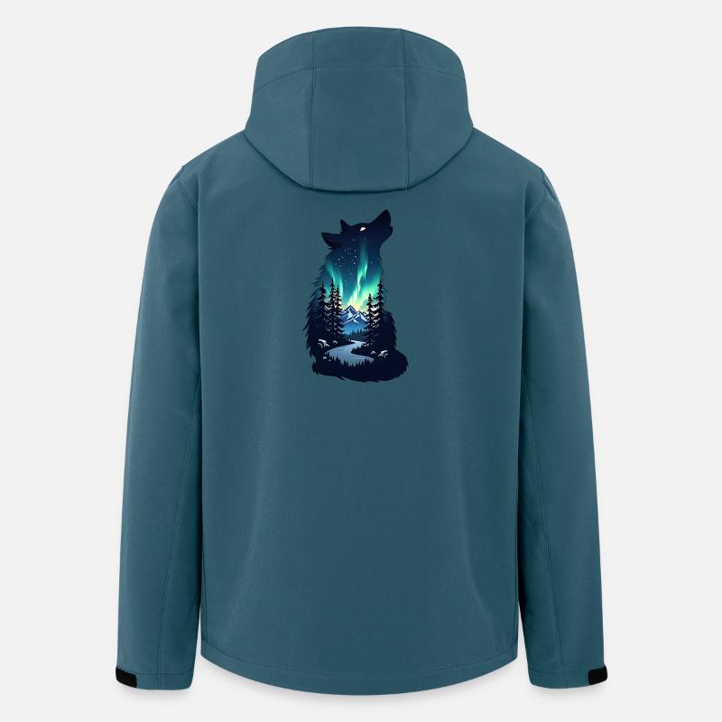 Wolfsnacht Nordlicht Silhouette - Recycelte Männer Softshell-Jacke von Stanley/Stella - Dunkles Petrol