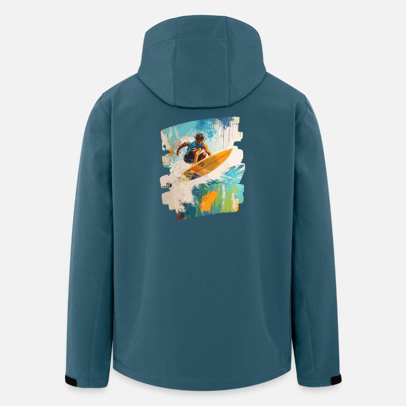 Surfeur Surf Planche de surf Surf - Veste softshell homme en polyester recyclé Stanley/Stella - bleu pétrole foncé