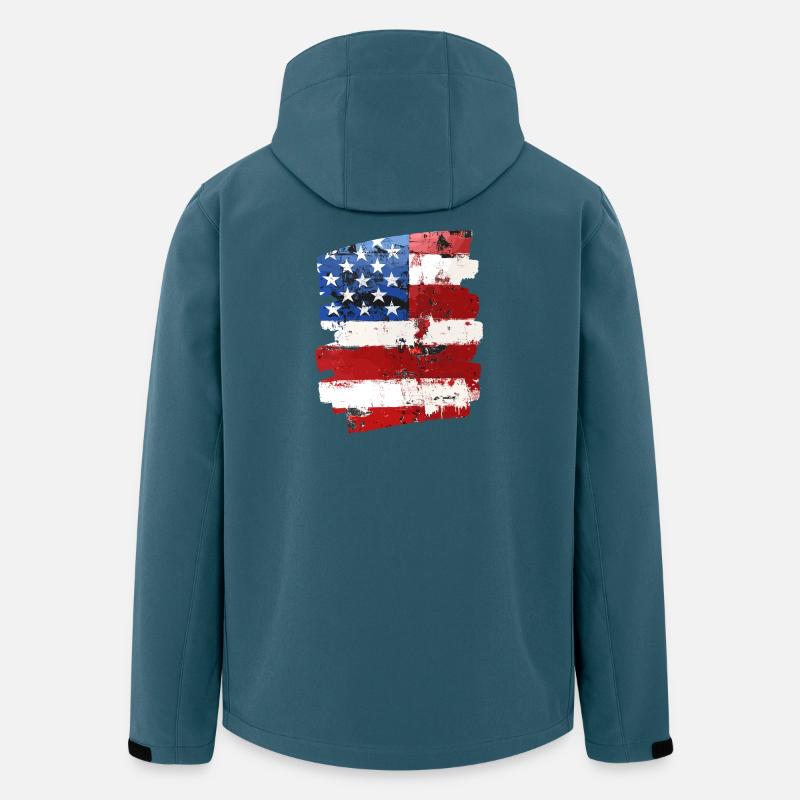 Drapeau des États-Unis d’Amérique - Veste softshell homme en polyester recyclé Stanley/Stella - bleu pétrole foncé