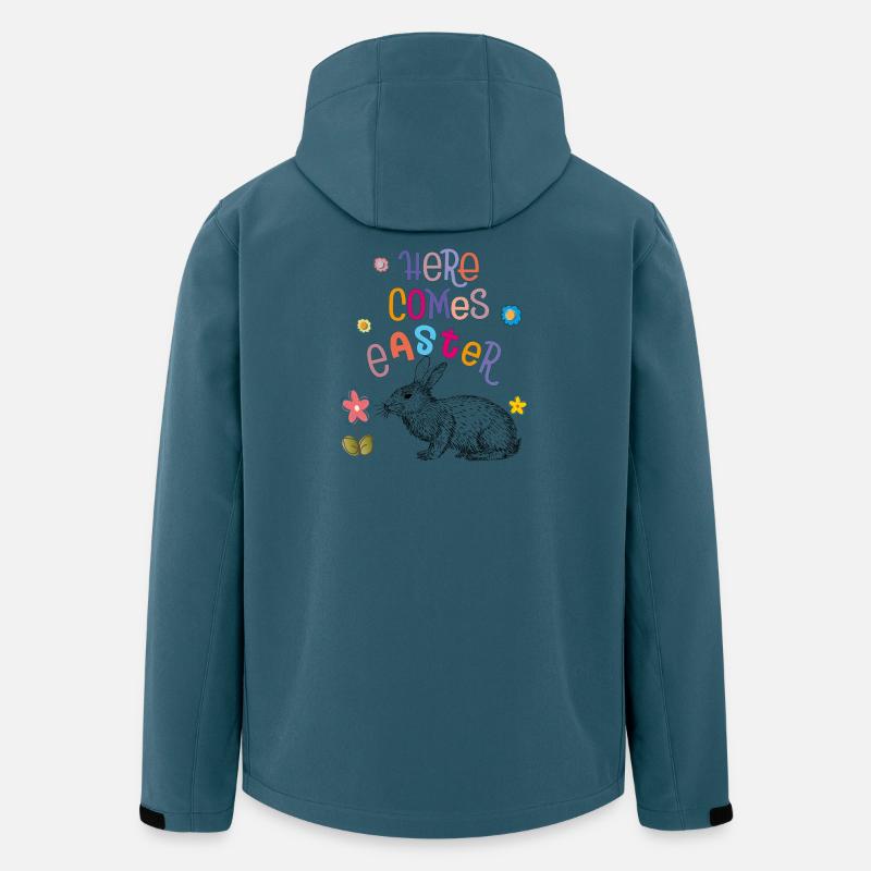 Joyeuses Pâques Lapin de Pâques - Veste softshell homme en polyester recyclé Stanley/Stella - bleu pétrole foncé