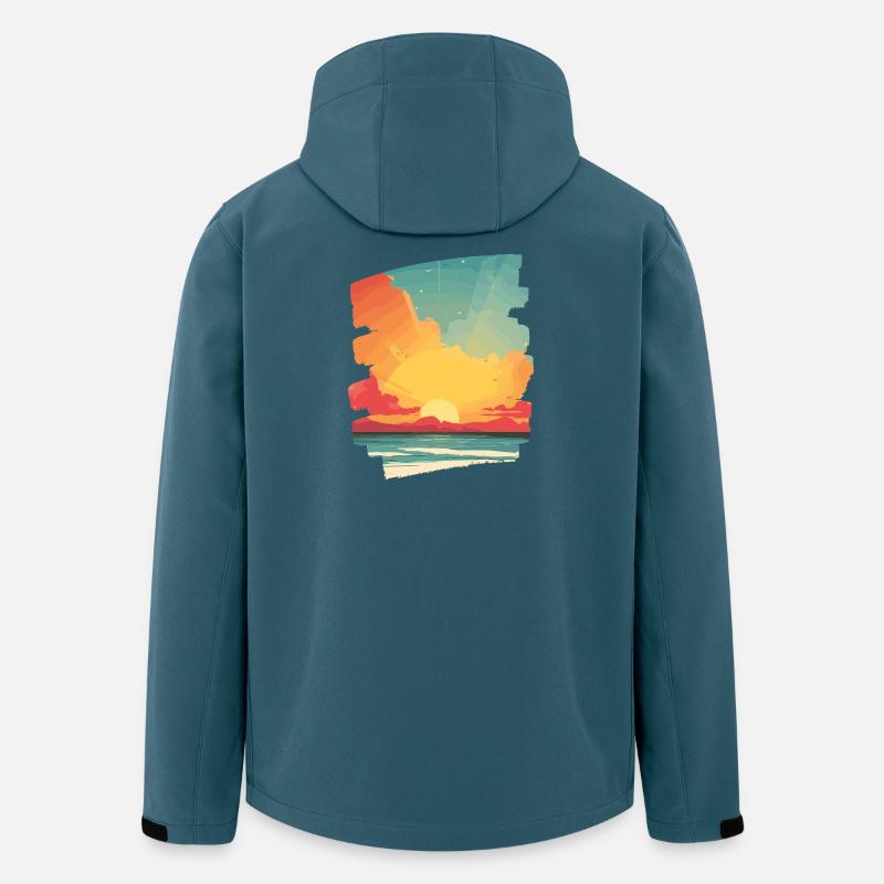 Coucher de soleil d’été - Veste softshell homme en polyester recyclé Stanley/Stella - bleu pétrole foncé