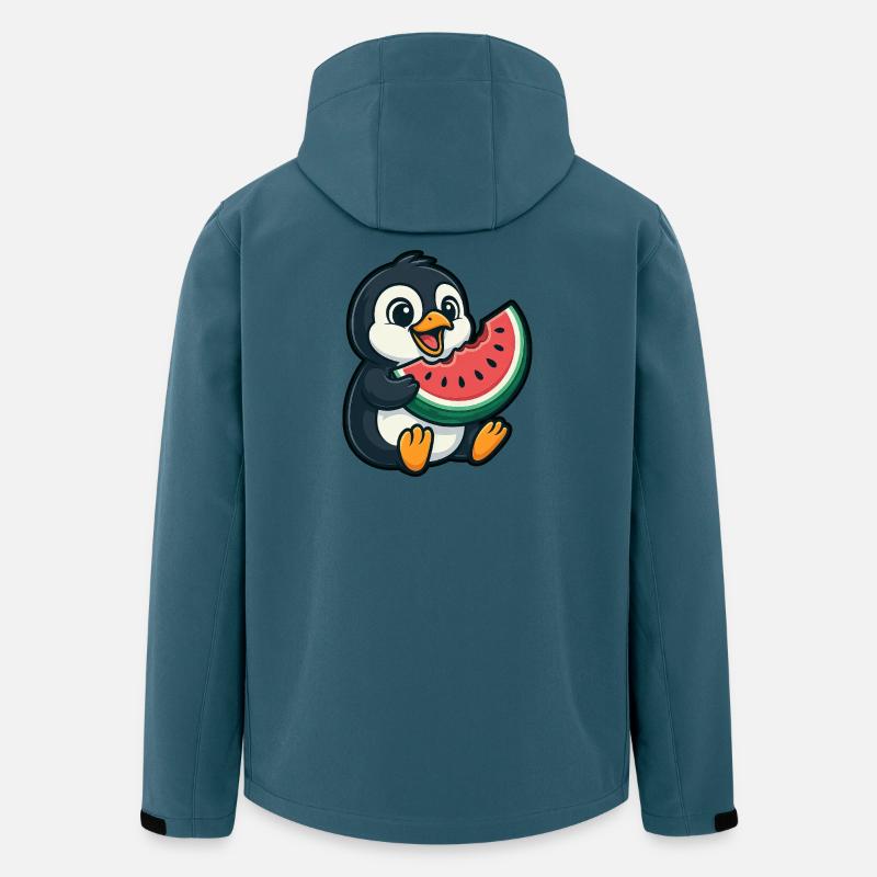 Pinguin mit Wassermelone Sommerfrucht - Recycelte Männer Softshell-Jacke von Stanley/Stella - Dunkles Petrol