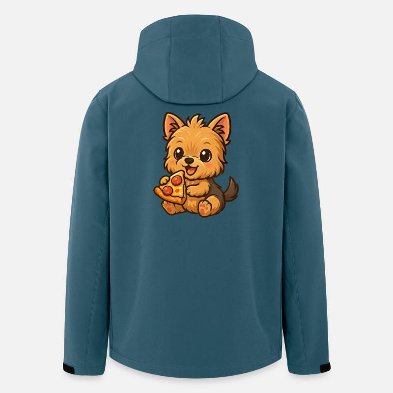 Süßer Yorkshire Terrier Pizza Cartoon - Recycelte Männer Softshell-Jacke von Stanley/Stella - Dunkles Petrol