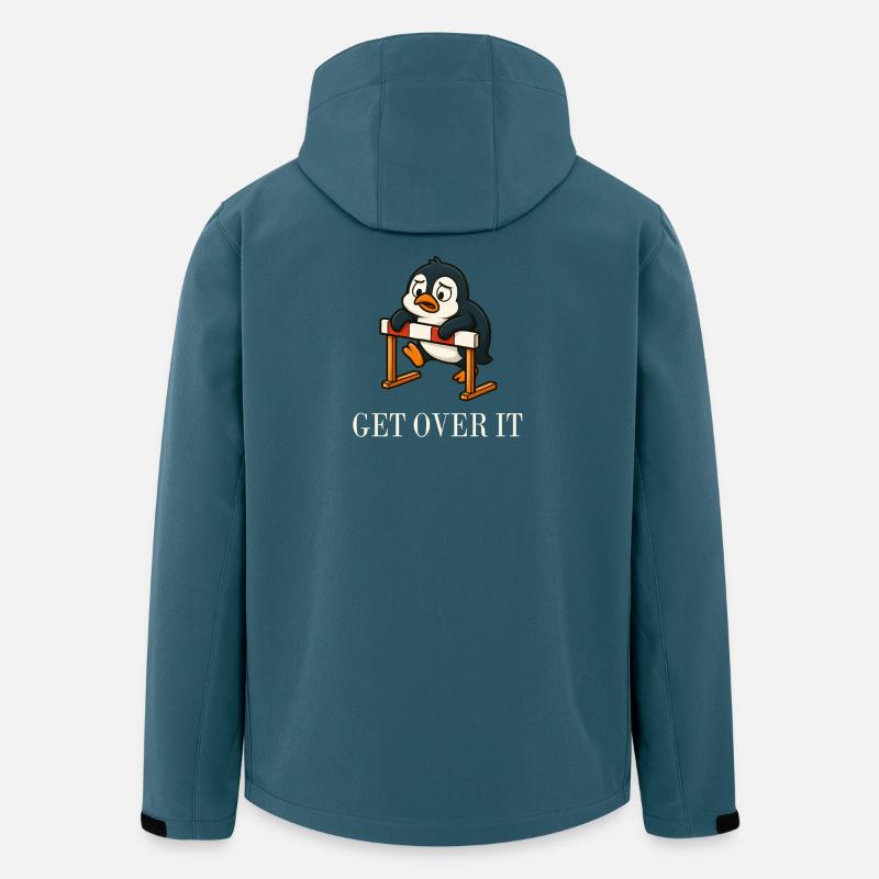 Cute Penguin Hurdler Saying Overcoming It - Men’s Recycled Softshell Jacket by Stanley/Stella - stargazer