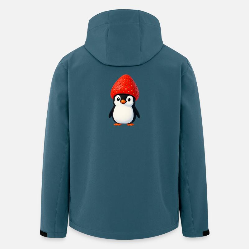 Lustiger Pinguin mit Erdbeere und Hut - Recycelte Männer Softshell-Jacke von Stanley/Stella - Dunkles Petrol