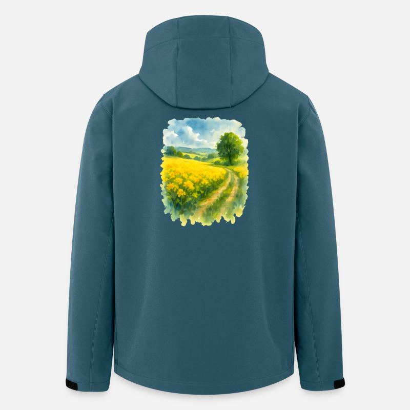 Frühlingshafte Landschaft mit Rapsfeld - Recycelte Männer Softshell-Jacke von Stanley/Stella - Dunkles Petrol