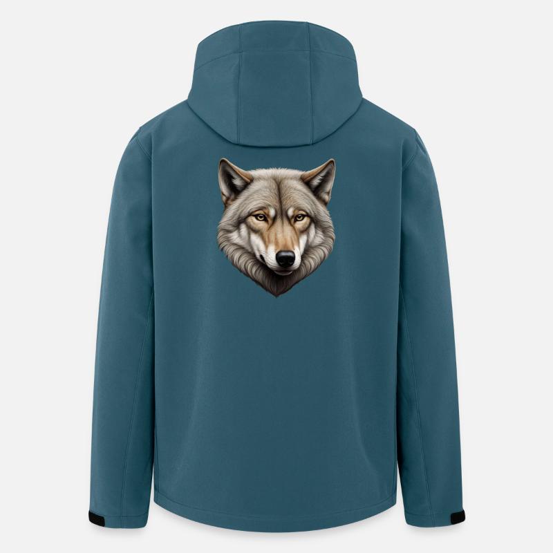 Lone Wolf – Detailliertes Tierporträt - Recycelte Männer Softshell-Jacke von Stanley/Stella - Dunkles Petrol