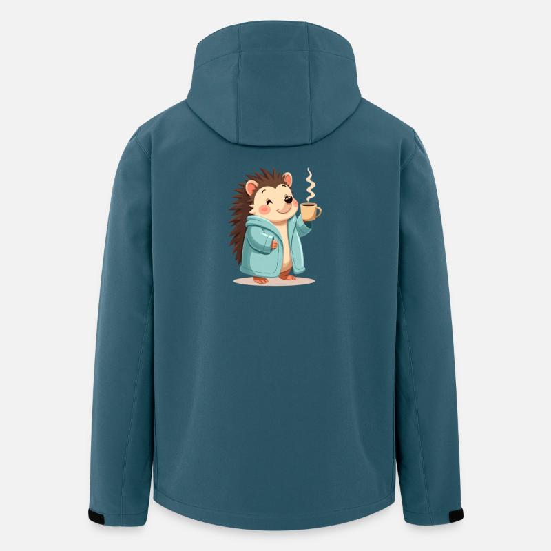 Hedgehog Mit Kaffee Pullover Design - Recycelte Männer Softshell-Jacke von Stanley/Stella - Dunkles Petrol