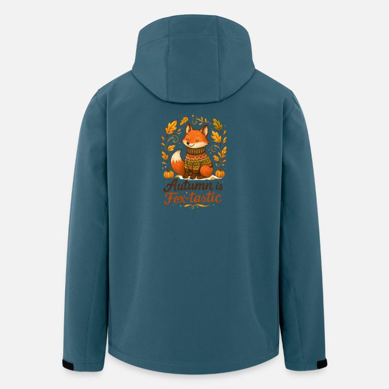 Renard automnal avec pull et citrouilles - Veste softshell homme en polyester recyclé Stanley/Stella - bleu pétrole foncé