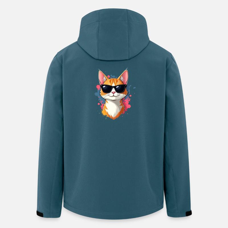 Cooler Katzenkopf mit Sonnenbrille - Recycelte Männer Softshell-Jacke von Stanley/Stella - Dunkles Petrol