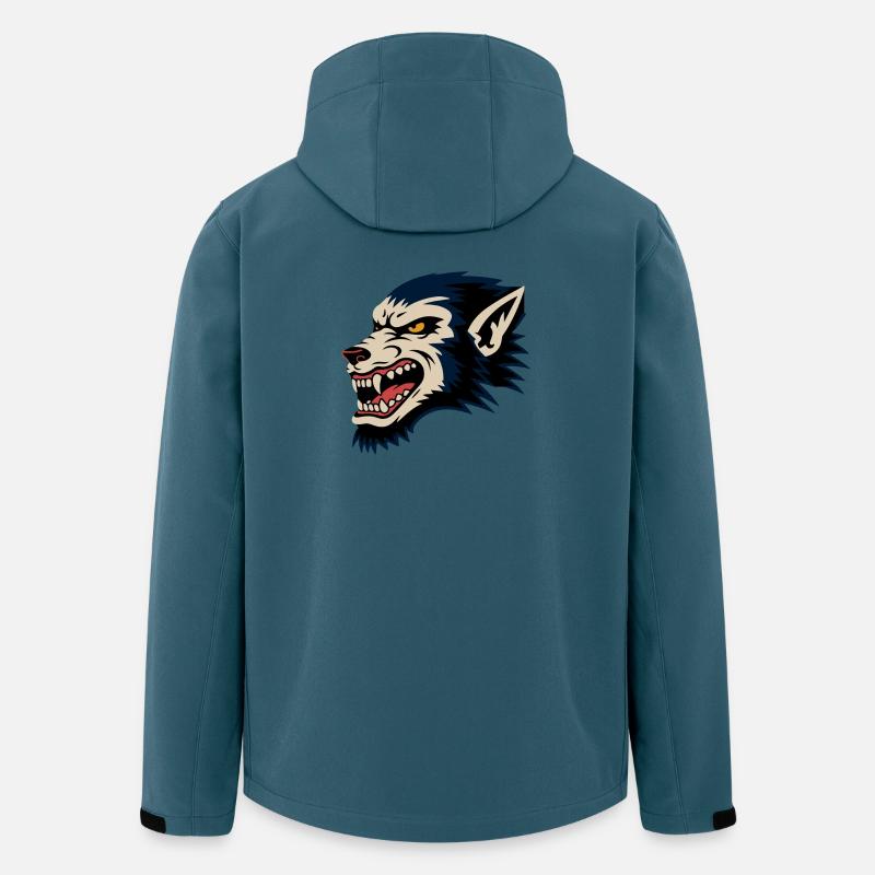 Grimmiger Wolfskopf Retro-Illustration - Recycelte Männer Softshell-Jacke von Stanley/Stella - Dunkles Petrol