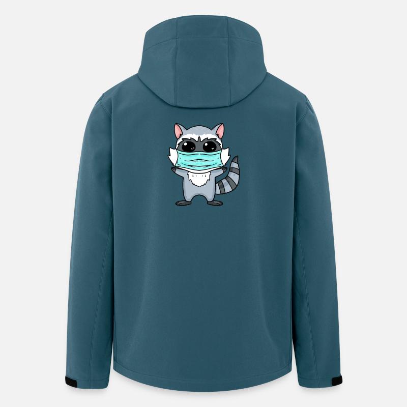 Drôle de raton laveur avec masque - Veste softshell homme en polyester recyclé Stanley/Stella - bleu pétrole foncé