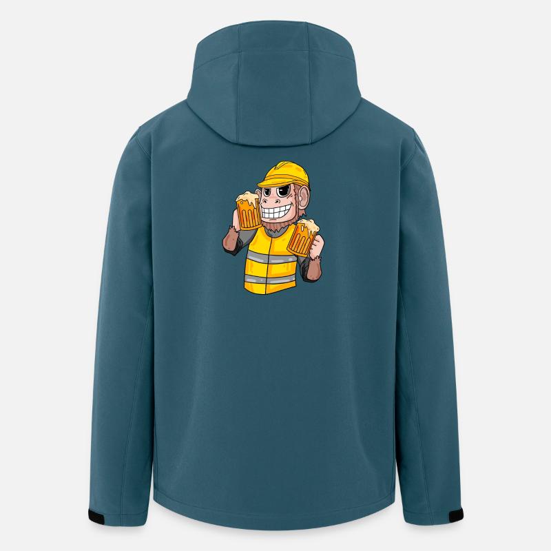 Bauarbeiter Affe mit Bier - Recycelte Männer Softshell-Jacke von Stanley/Stella - Dunkles Petrol