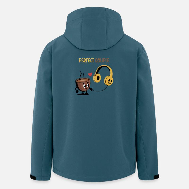 Kaffeetasse und Kopfhörer lieben Design - Recycelte Männer Softshell-Jacke von Stanley/Stella - Dunkles Petrol