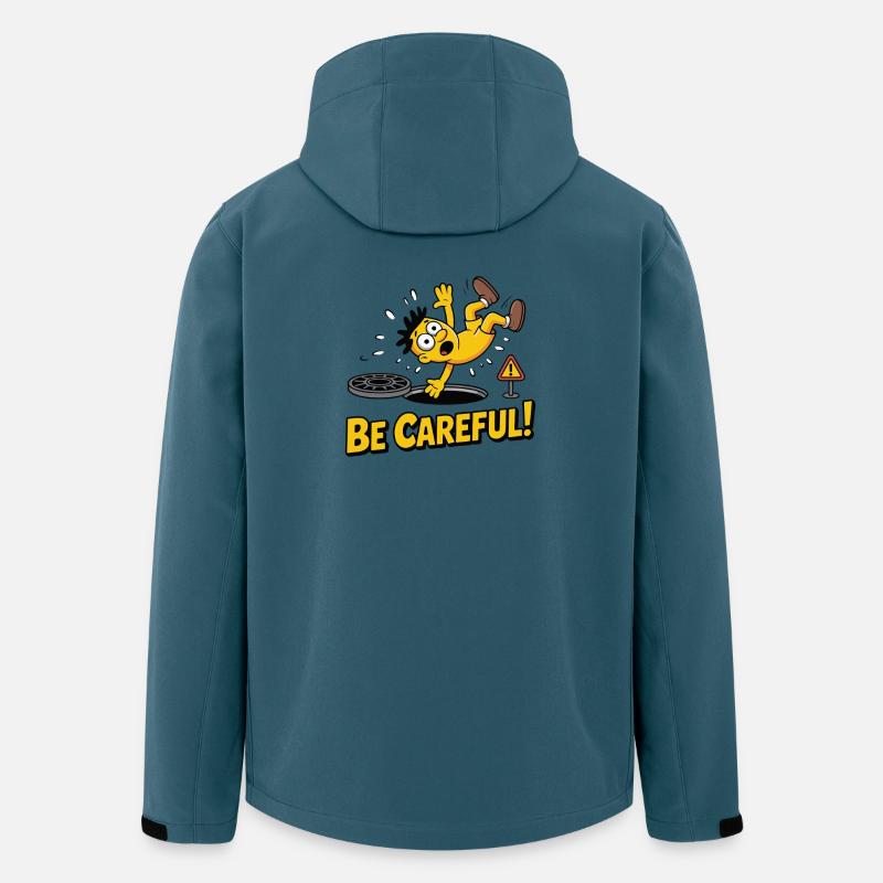Animierte Warnfigur Vorsichtiges Design - Recycelte Männer Softshell-Jacke von Stanley/Stella - Dunkles Petrol