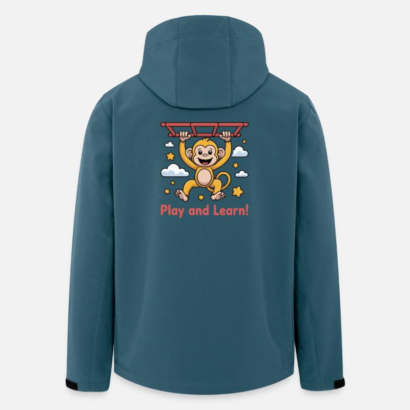 Fröhliches Affenspielplatz-Design - Recycelte Männer Softshell-Jacke von Stanley/Stella - Dunkles Petrol