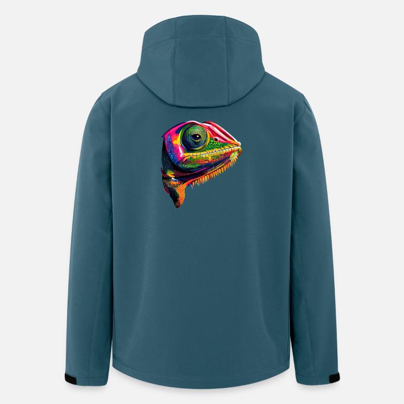 Caméléon Lézard Reptile Caméléon Iguane Lézard - Veste softshell homme en polyester recyclé Stanley/Stella - bleu pétrole foncé