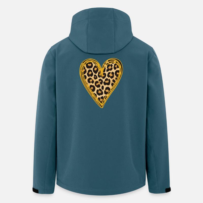 Leopardprint Herz Valentinstag Liebe - Recycelte Männer Softshell-Jacke von Stanley/Stella - Dunkles Petrol