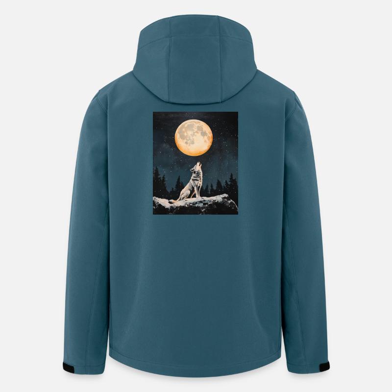 Wolf heult nach Mond - Recycelte Männer Softshell-Jacke von Stanley/Stella - Dunkles Petrol
