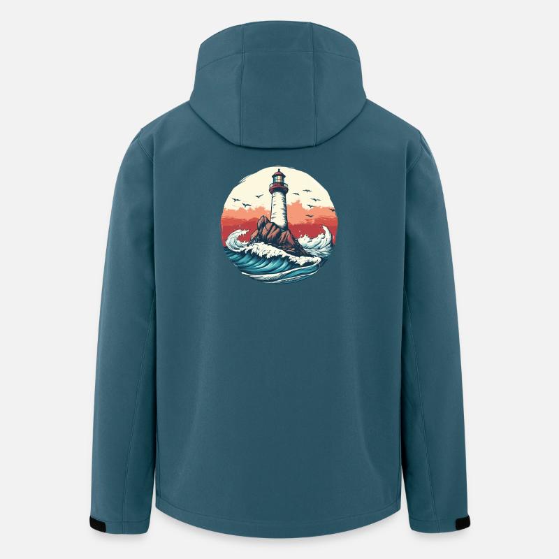 Phare sur une mer agitée - Veste softshell homme en polyester recyclé Stanley/Stella - bleu pétrole foncé