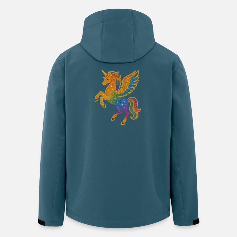 Glitzernde Regenbogen-Pegasus-Illustration - Recycelte Männer Softshell-Jacke von Stanley/Stella - Dunkles Petrol