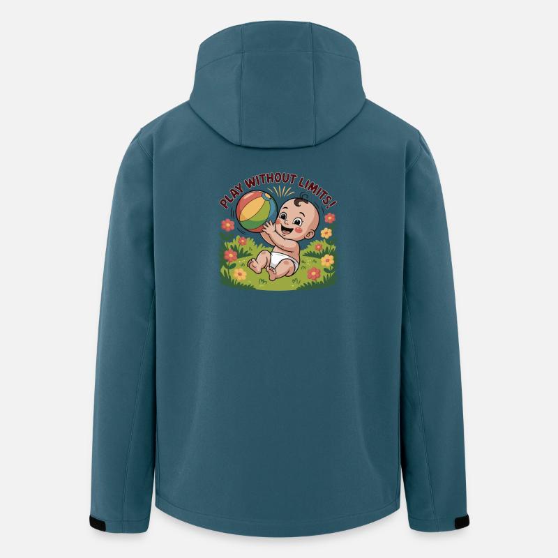 Verspieltes Baby mit Strandball-Design - Recycelte Männer Softshell-Jacke von Stanley/Stella - Dunkles Petrol